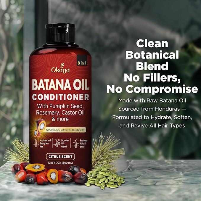Batana Oil Conditioner for Hair Growth, Aloe Vera Leaf Juice, Biotin, Honduran Batana, Jojoba, Argan, Pumpkin Seed, Castor, Rosemary Oils, 8-in-1 Natural Formula, 10.15 fl oz Citrus Scent, 3Pack