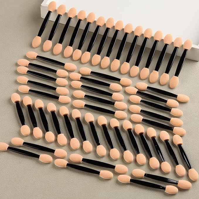Fcozpjk Disposable Eyeshadow Applicators, 100PCS Chrome Nail Powder Applicator Brush, Dual Side Eye Shadow Sponge Sticks, Nail Glitter Powder Pigment Pen Brush, Nail Art Applicator Tools