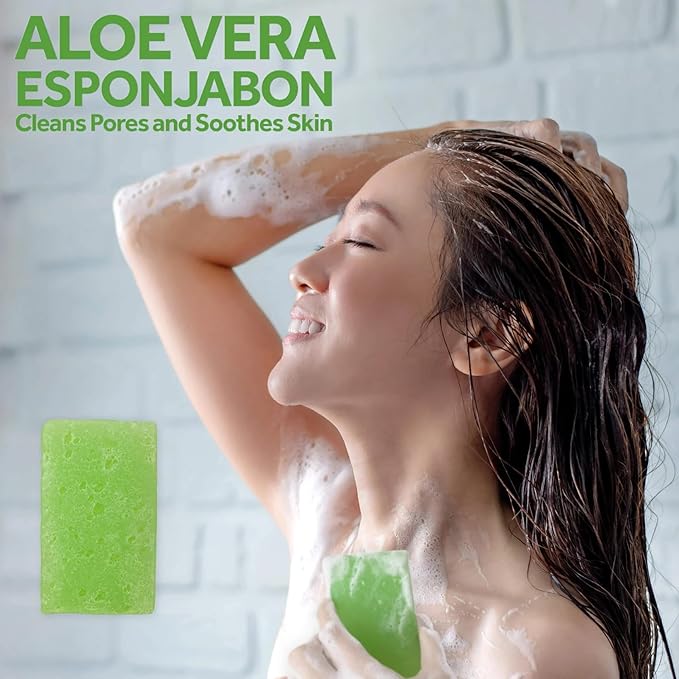 T.Taio Esponjabon Soap Sponge - Cleansing Shower Scrubber - Cleaning Bath Wash Scrub - Oil Removal - Massage & Lather Foot, Elbow, & Face - Bathroom Accessories - Cucumber & Melon Soap