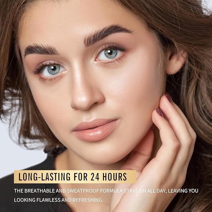 KIMUSE Baked Foundation - Brighten Color Correcting Powder Foundation for Mature Skin, Buildable Coverage, Radiant Natural Finish