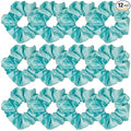 Sufermoe 12 Pcs Soft Satin Silk Hair Scrunchies, Blue Green, 4.3 Inch Hair Ties for Women and Girls