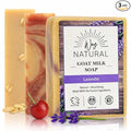 Goat Milk Soap Bar Variety 3-Pack (5oz Bars) - Natural, Handmade, Gentle - Cold Process Goat Soap for Hands & Body, Women & Men, No Dyes, USA Made - Lavender, Cherry Almond, Honey Oatmeal
