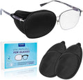 eZAKKA Eye Patches for Adults Kids, Eye Patch for Glasses, Medical Soft Eye Patch for Lazy Eye Amblyopia Strabismus and After Surgery (Black+Black)(Wider Version)