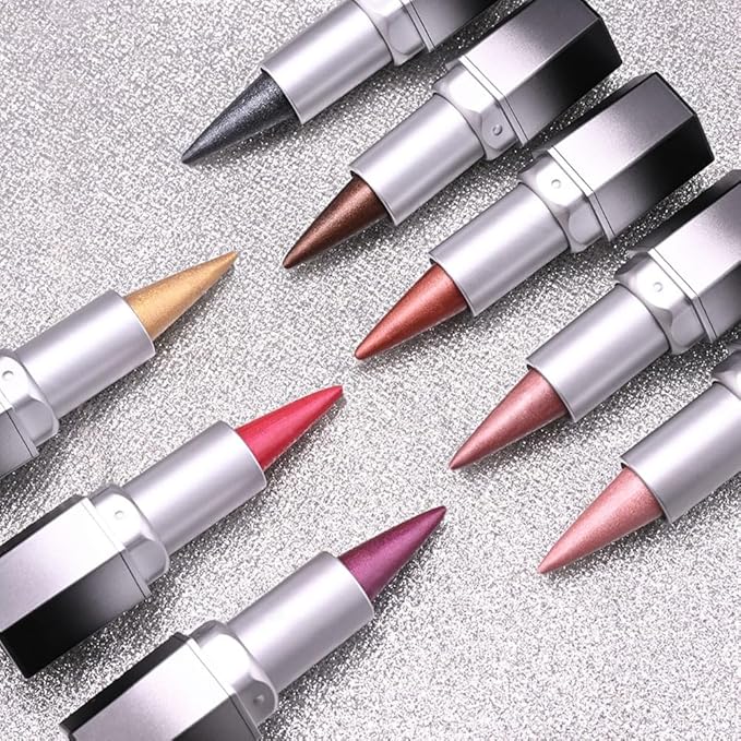 evpct Nude Brown Shimmery Metallic Lip Liner and Lipstick Combo, Cone Tip Lip Crayon for Women Long Lasting Waterproof, Shinny Hydrating Lipstick Makeup, Glitter Lips Liner Pencil for Shimmery Shade