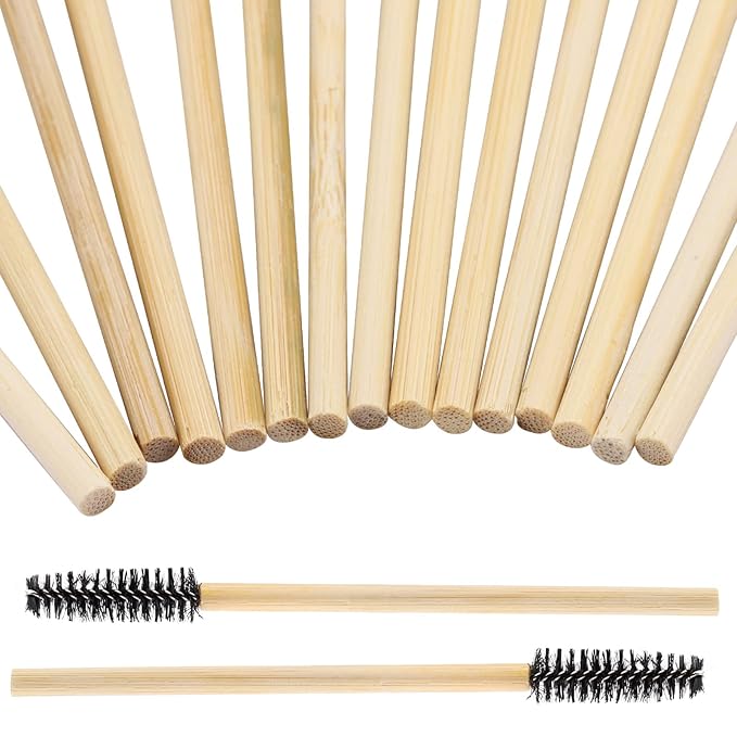 Tbestmax 150 Disposable Mascara Wands Eyelash Brush Spoolies for Eye Lash Extension Eyebrow Bamboo Stick Black