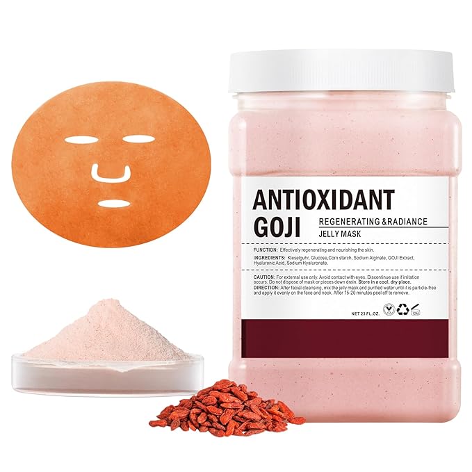Hydro Jelly Masks for Women Home Spa,Hydrating & Moisturizing Peel-Off Rubber Gel Face Mask Skin Care,Professional Jelly Mask for All Skin Types 23 Fl Oz（ Wolfberry）