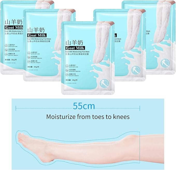 5 Pairs Hydrating Long Leg Foot Masks,Long Leg Foot Masque,Foot Peeling Mask,Moisturizing Nourishing Exfoliating Foot Mask for Women/Men