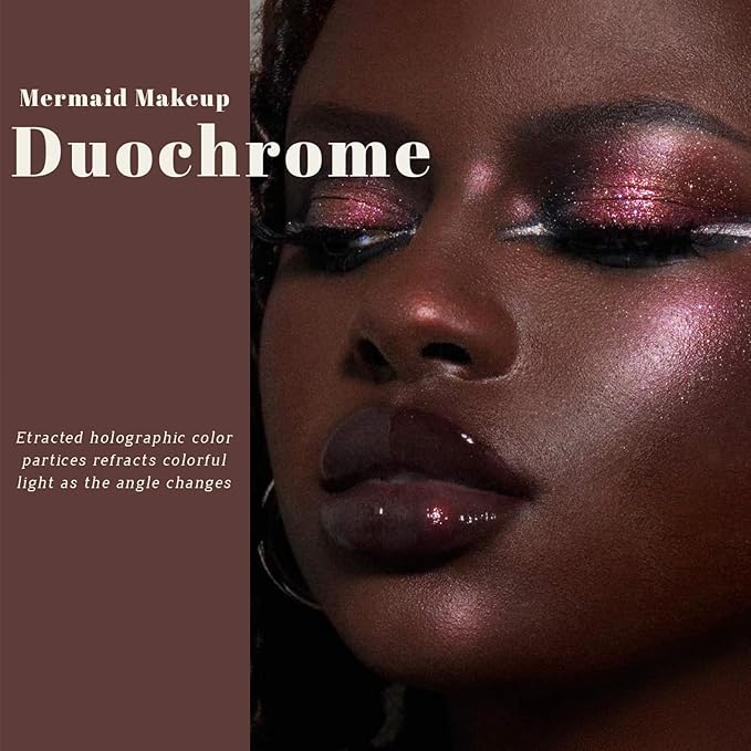 Noerrors Duochrome Peach Pink Silver Glitter Eyeshadow Palette, Rich Color Shimmer Metallic Monochrome Eye Shadow, Holographic Diamond Sparkle Long Wear Creamy Eyelid Brightener Palette Makeup#06