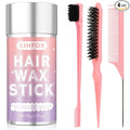 Hair Wax Stick, Slick Back Hair Brush, Wax Stick for Flyaways, Rat Tail Comb Edge Brush Styling Tool Set Accessories for Women Girls(Pink)