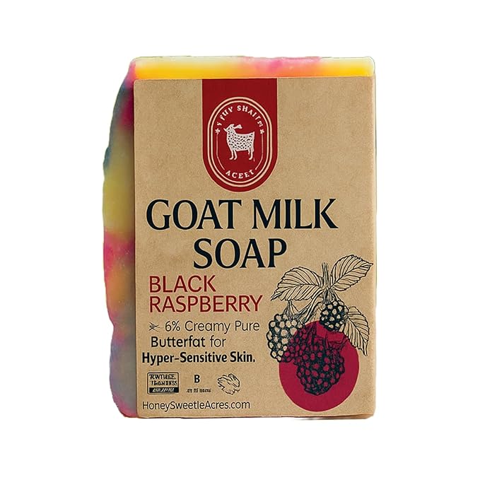 Honey Sweetie Acres Black Raspberry Goat Milk Soap - Handmade 5 oz Bar, Made with Natural Ingredients, Moisturizing & Gentle, Made in the USA (Black Raspberry)