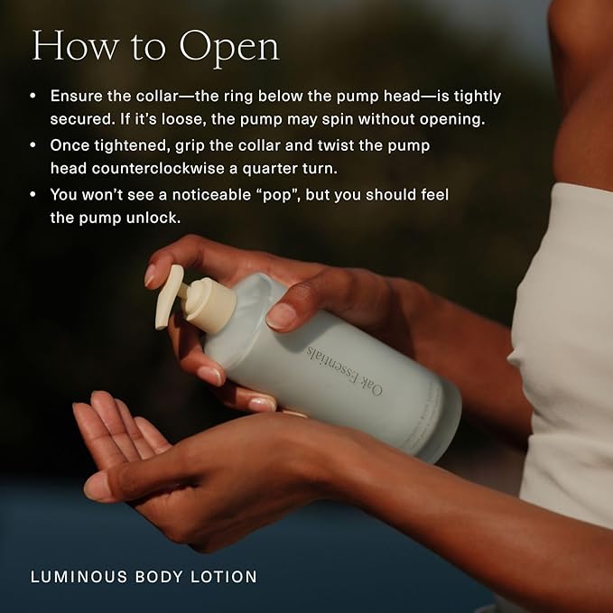 Oak Essentials Luminous Body Lotion, Travel Body Lotion for Women with Blue Tansy, Rose Oil, Shea Butter and Coconut Oil, Lightweight Moisturizer for Dry and Sensitive Skin, 1.33 Fl Oz