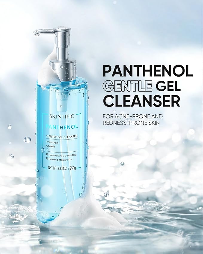 SKINTIFIC Panthenol Gentle Foaming Facial Cleanser | Daily Oil Control Face Wash, Soothes Troubled Skin, Amino Acid + Ceramide, Balances Skin Barrier, Smooth & Refreshed Complexion(250ml)