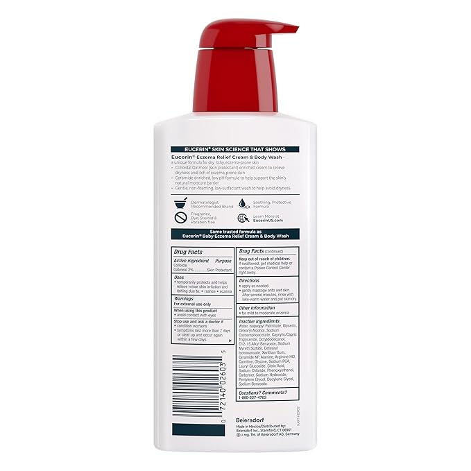 Eucerin Eczema Relief Cream and Body Wash (13.5 Fl Oz) + Eczema Relief Cream (5 Oz), Skin Care Set with Colloidal Oatmeal (Skin Protectant)