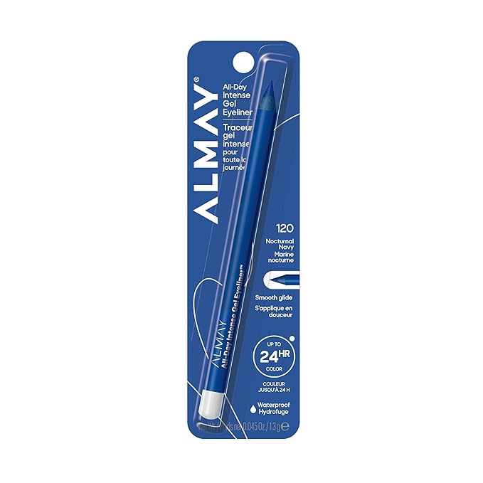Almay Gel Eyeliner, Waterproof, Fade-Proof Eye Makeup, Easy-to-Sharpen Liner Pencil (Packaging May Vary), 120 Nocturnal Navy, 0.045 oz