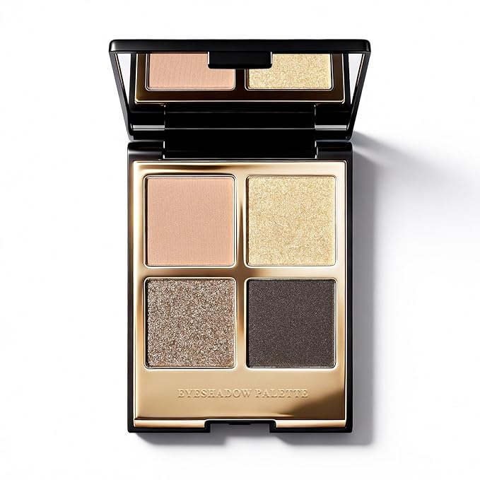 KYDA 4 Colors Eyeshadow Palette, Matte Taupe Brown Eyeshadow, Warm Peach Eyes Shadow, Shimmer Pearl Golden Brown Eyes Palette, Ultra-fine Lightweight, High Pigment Eyes Glitter Makeup