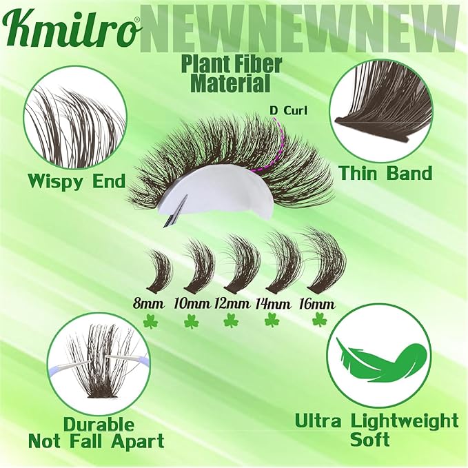 Brown Lash Clusters 160D Fluffy Cluster Eyelash Extensions 8-16mm Waterproof D Curl Volume Eyelash Clusters 280Pcs Dark Brown Individual Lashes Soft Wispy False Eyelashes DIY Lash Extension, by Kmilro