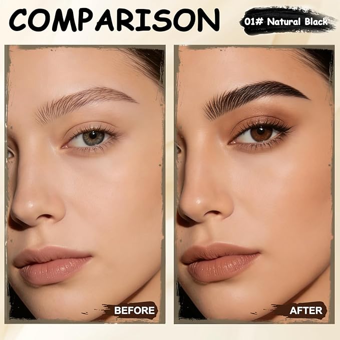 2Pcs Tatoo Eyebrow Gel Peel Off,Long-lasting Eyebrow Tint Peel Off,Waterproof Eye Brow Tint,For Fuller & Defined Looking Brows（01 Natural Black）