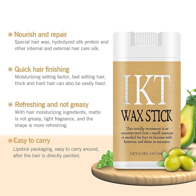 Hair Wax Stick for Women & Kids, Wax Pomade Stick for Wigs (0.56 Oz)