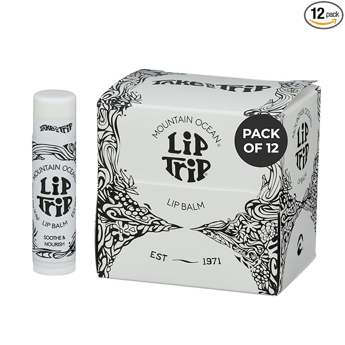 Mountain Ocean The Original Skin Trip Lip Balm, .17 Oz Tube (Pack of 12), Nourishing, Healing & Hydrating Lip Moisturizer, with Lanolin, Beeswax & Coconut Oil (New Look, Same Formula)