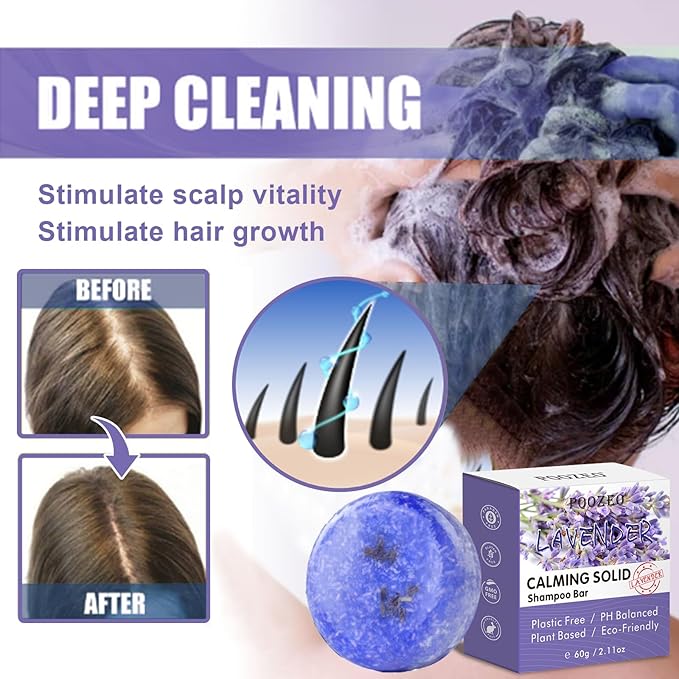 DBEAUTYM 2 Pack Lavender Shampoo Bar,Solid Hair Bar And Conditioner Effect Hair Soap,Organic Shampoo Bars For Hair With All Natural Plant Based Essential Oils,Stocking Stuffers,Gifts for Women