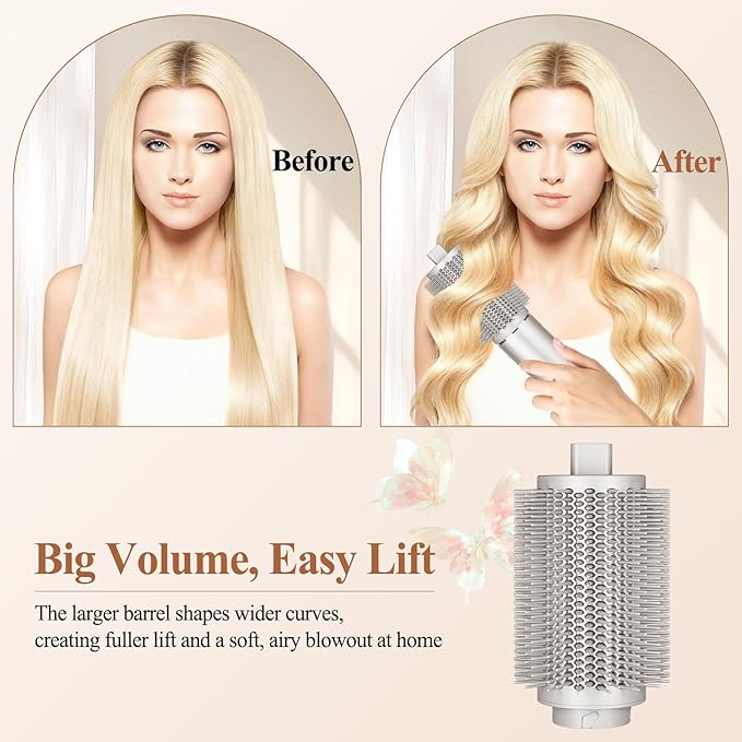 Upgraded Large Round Volumizing Brush for Shark FlexStyle Attachment, Big Round Brush Compatible with Shark Flex Style, Fast Blowouts Smooth Bends Full Volume(2in barrel, 3in with Bristles)