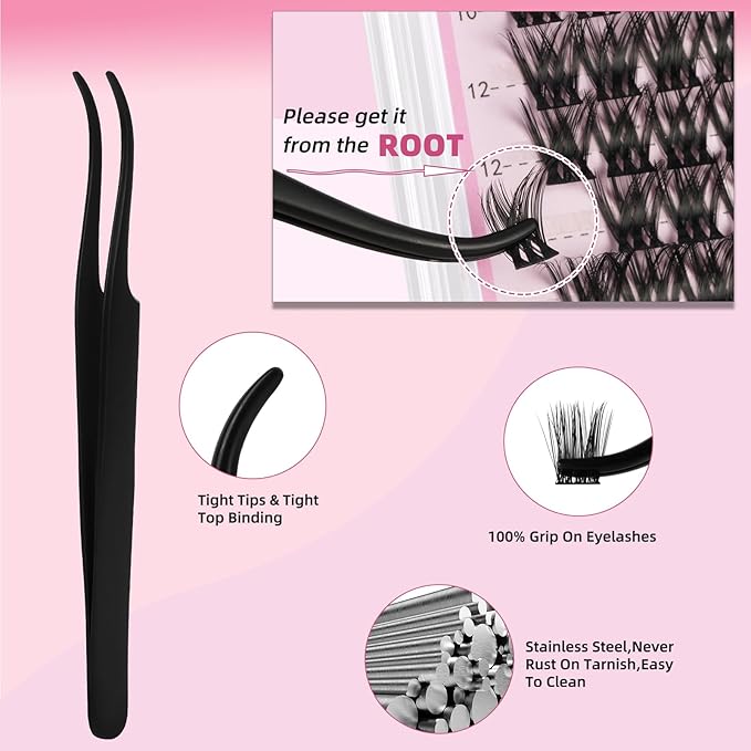 Uilulu Lash Clusters kit 8-18mm DIY Lash Extension Kit 168 Natural Lash Clusters 0.07D D Curl Wispy Individual Eyelash Clusters False Lashes Eye Lash Extension Lash Kits Extensions Kit （04）
