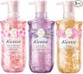 Kustie Real Flower Petal Perfume Body Wash with Essential Oils, 24H Fragrance & Deep Moisturizing Cleanse Shower Gel for Sensitive & Dry Skin with Pump Bottle, 12.8 fl oz, 3-Pack