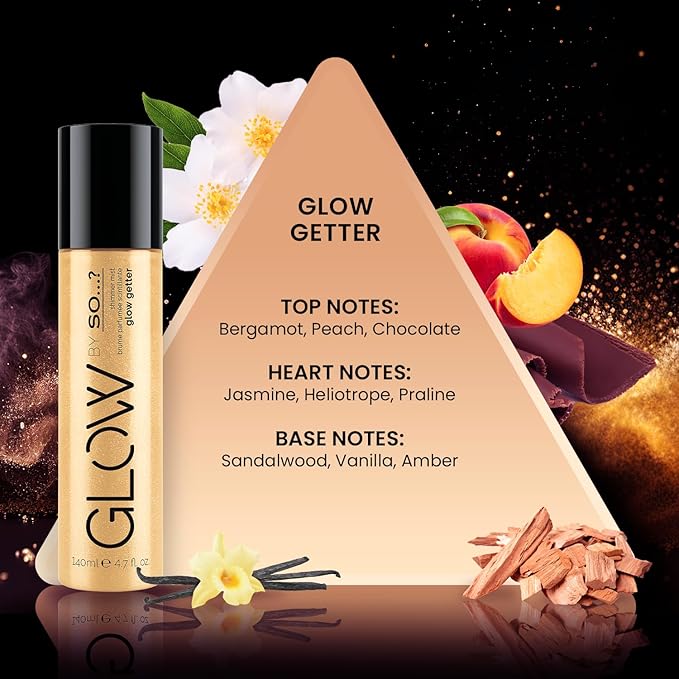 So…? Glow Shimmer Mist - Body Spray for Women - Sweet, Fruity, Vanilla Notes - Adds Sparkle and Fragrance - Vegan Body Mist - Glow Getter - 4.7 oz