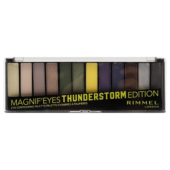 Rimmel London Magnif'Eyes Eyeshadow Palette, 12 Shades, Blendable Formula, Versatile, 010, Thunderstorm, 0.5oz