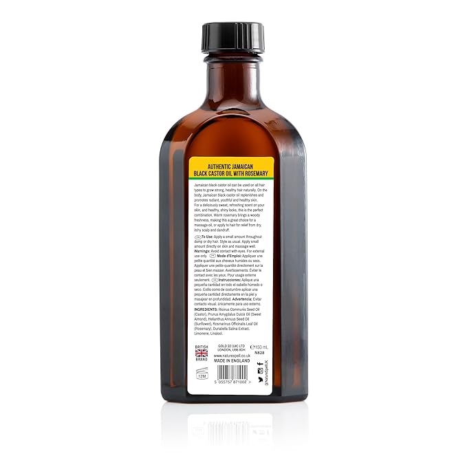 Nature Spell Jamaican Black Castor and Rosemary Oil Blend for Hair & Scalp, Pre-Diluted Oil to Strengthen Roots and Smooth Strands, For All Hair Types, Vegan, 5.07 Fl Oz