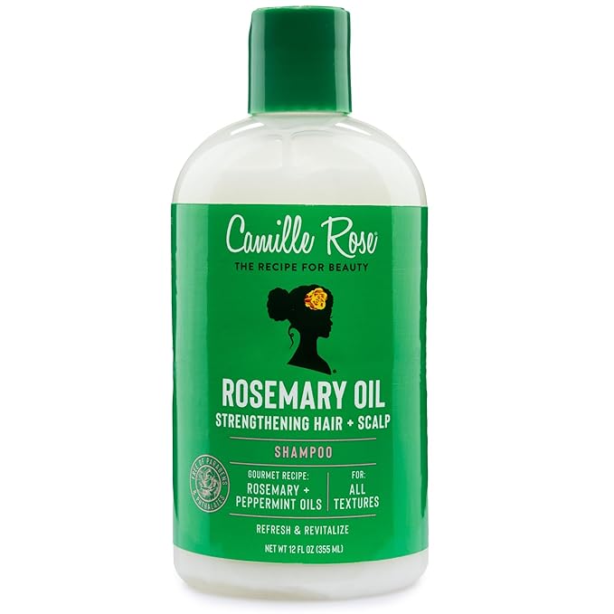 Camille Rose Shampoo, Rosemary Oil Strengthening Hair + Scalp – Helps Remove Build Up from Hair Products, Supports the Look of Thicker, Stronger Growth, 12 Oz