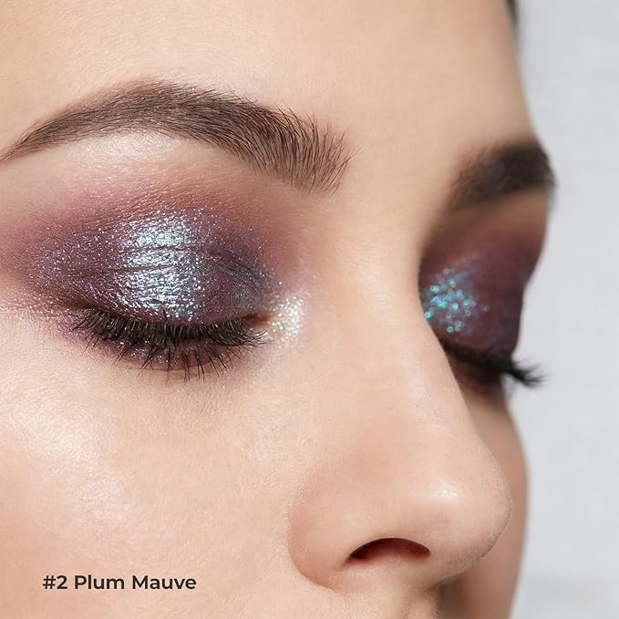 Duochrome Glitter Eyeshadow, Ultra-Fine Color Shifting Metallic Shimmer, High Pigment Holographic Single Eye Makeup, Long Lasting & Buildable Eye Shadow (#2 Plum Mauve)