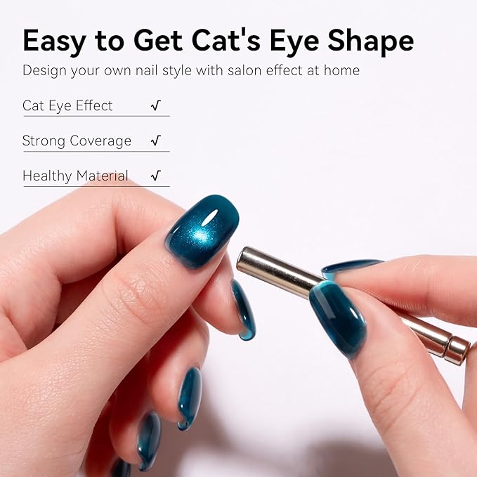 MAYCHAO 15ML Blue Vortex Cat Eye Gel Nail Polish 1Pc Jelly Glassy Blue Cat Eye Gel Polish Soak off Holographic Magnetic Nail Polish for Nail Art Manicure Salon DIY at Home, 0.5 OZ