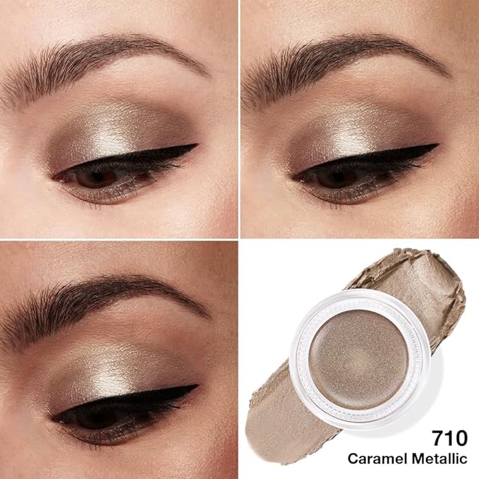 FeiCuiYun Cream Glitter Caramel Shimmer Metallic Eyeshadow Palette Makeup, Natural Single Mini Instant Holographic Eyeshadow For Women, Sombras Crema Para Ojos, Talc, Paraben & Cruelty Free, 710