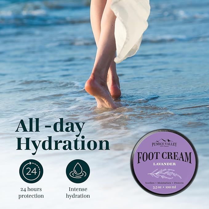 Pumice Valley Foot Balm Cream for Dry Cracked Heels and Feet - Natural Foot Moisturizer Balm for Calluses and Dry Feet Treatment (2 Pack Lavender)