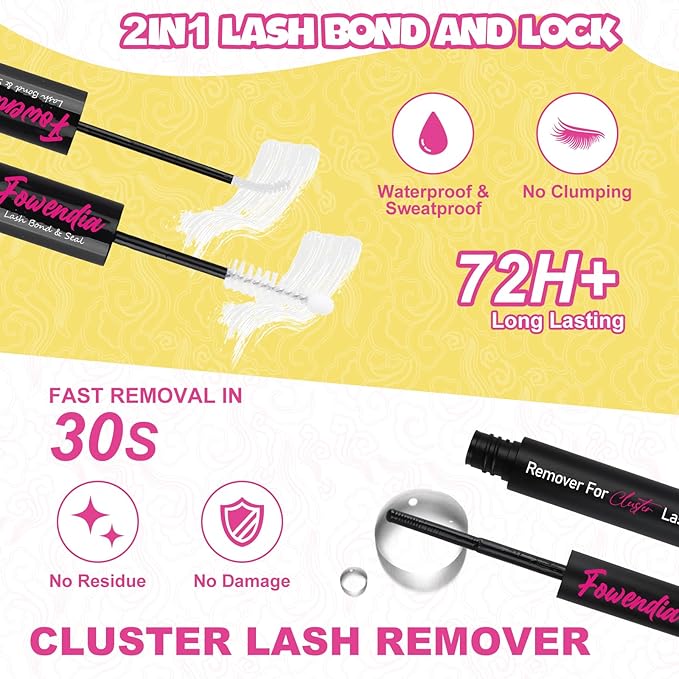 Fowendia Lash Clusters Kit California Sunset 8-18mm Manga Eyelash Clusters DIY Lash Extension Kit Waterproof Wispy Anime Lashes Clusters Ultra-Thin 0.3mm Individual Cluster Eyelash Extensions Kit