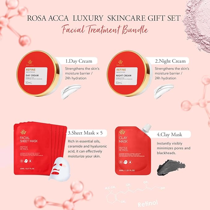 23 Pcs Mother's Day Gift, Rose Facial Skin Care Gifts Set for Women, Bath and Body Gifts Basket, Spa & Self-Care Kit, Sheet Mask, Present, Birthday, Christmas, Anniversary, Bridal Shower, Wife, Mom