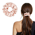 ZLYC 100% Mulberry Silk Scrunchie 19 Momme Gentle Creaseless Hair Tie for Women Dent-Free Ponytail Holder, 3.5cm Solid Blush Pink