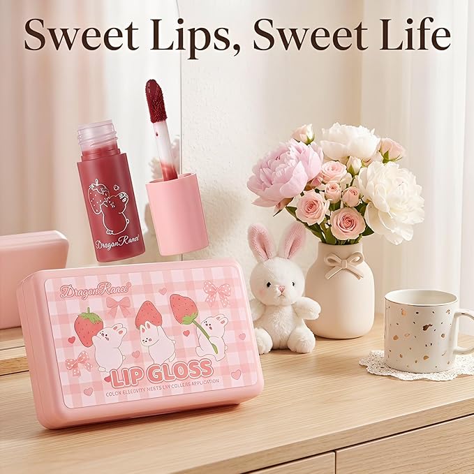 Eakroo 6 Colors Lip Gloss Set, Hydrating Korean Lip Gloss for Women, Non-Sticky Lip Oil Stain, Lip Stain Long Lasting Waterproof, Shiny Lip Gloss for Lip Makeup and Gifts, High Pigment, Vivid Color