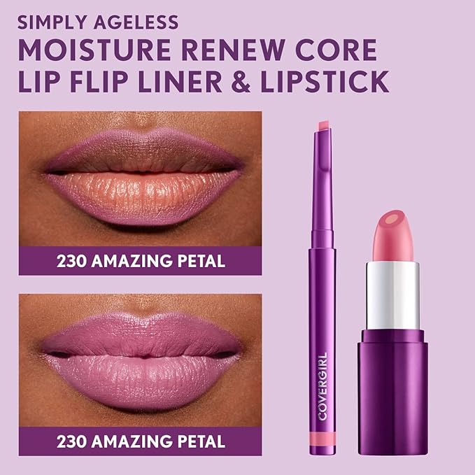 COVERGIRL Simply Ageless Lip Flip Liner, Amazing Petal, Pack of 4