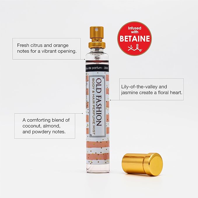 Esha Body & Hair Perfume Mist - Eau de Parfum for Women - Infused with Betaine - Citrus Orange and Lily - (OLD FASHION)