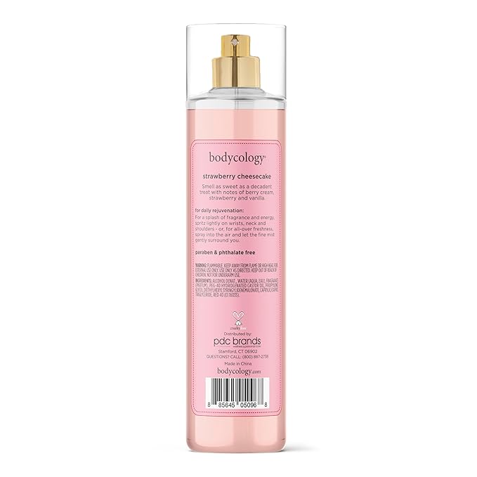 Bodycology Long-Lasting Fragrance Body Mist, Strawberry Cheesecake, 8 fl oz (Pack of 2)