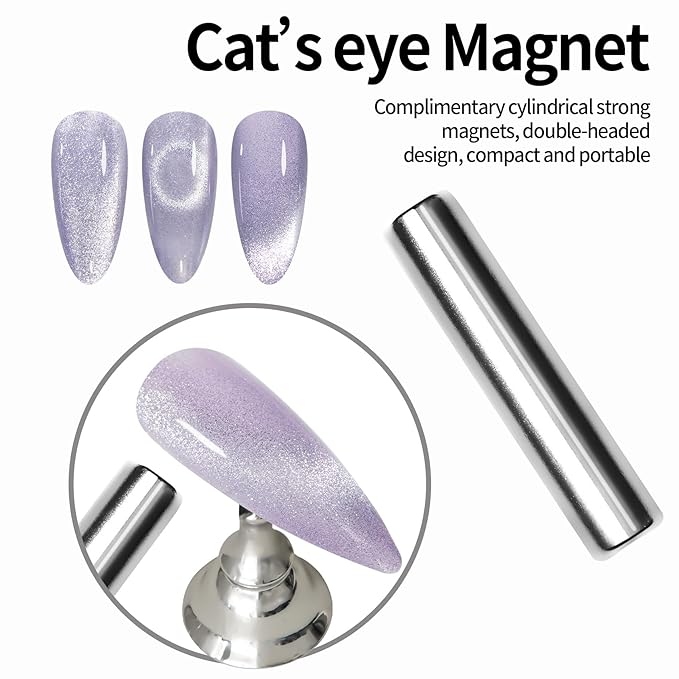 MAYCHAO 15ML Cat Eye Gel Nail Polish 1Pc Violet Gel Polish with Magnet Soak off Holographic Magnetic Nail Polish for Nail Art Manicure Salon DIY at Home, 0.5 OZ