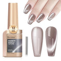 Cat Eye Gel Nail Polish 12ML, Crystal Moonlight Brown Cateye Gel Polish With Magnetic Stick, Magnetic Glitter Holographic Nail Polish Glass Diamond Cats Eye Velvet Gray 1PC