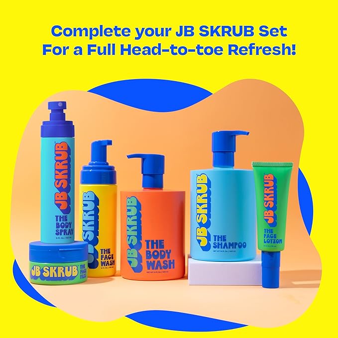JB SKRUB Boys Shampoo for Kids, Tweens & Teens‚ Aloe Vera & Green Tea for Healthy Hair & Scalp‚ Sulfate-Free, Paraben-Free, Citrus Scent, 14 oz.