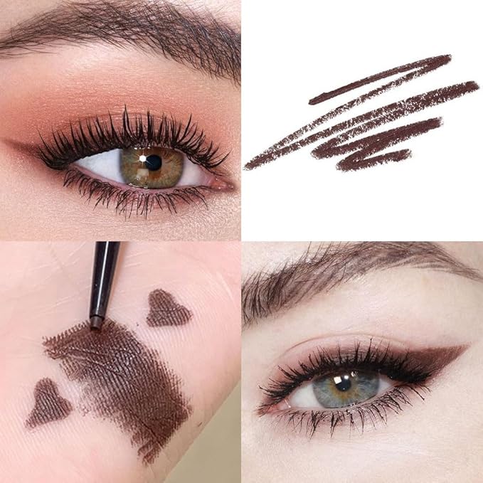 WanTuoluo 10PCS Brown Automatic Waterproof Inner Eyeliner, Eyeshadow & Eyebrow Pencil – Multi-Use Cream Pen for Liner, Shadow & Brows,Matte Quick Dry Eye Pencils, Smudge Proof, Delineador de ojos