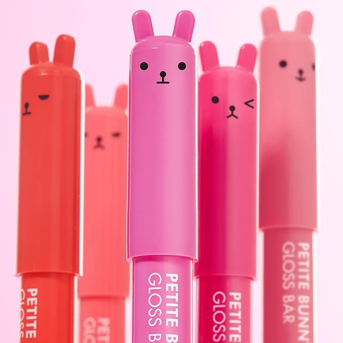 TONYMOLY Petit Bunny Lip Gloss 3 Pack – Easter Basket Stuffers for Girls, Cute Bunny Lip Gloss Set, Hydrating Korean Lip Crayon with Vitamin E, Moisturizing & Glossy Finish