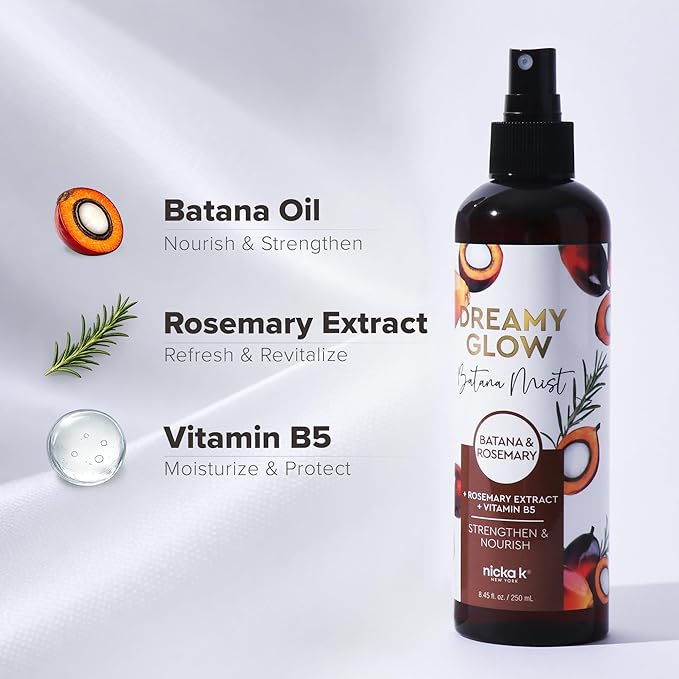 Nicka K New York, Dreamy Glow Batana & Coconut Mist, Hydrating Hair & Body Mist, Nourishing Spray with Batana Oil, Vitamins B5, C & E (Coconut Water)
