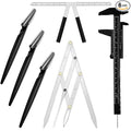 Weewooday 6 Pieces Tattoo Eyebrows Rulers 3 Point Positioning Ruler Mini Caliper Double Scale Vernier Calipers Eyebrow Caliper Microblading Ruler Measuring Tool with Eyebrow Shaver(Black)