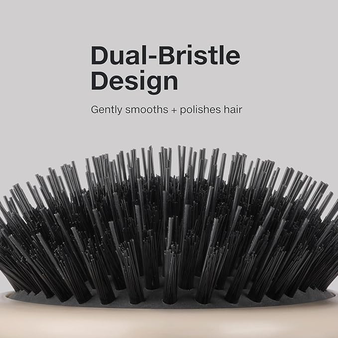 Paul Mitchell Dressing Hair Brush, Vegan Boar Bristles For Frizz Control + Boosting Shine, All Hair Types, Taupe, Made of 100% Recycled Plastic